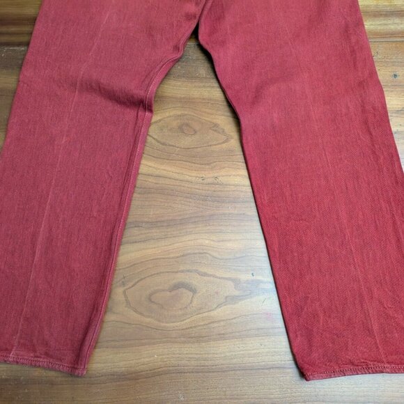 Levi's 501 XX Red Jeans - Black Button Fly Mens Size 38x30 Crease Lines Straight - Picture 10 of 13